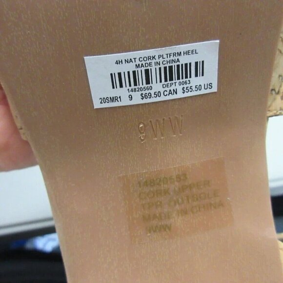 Torrid Womens Nat Cork Platform Heels 9 W W Strappy Block Sandals Shoes 902 - Picture 11 of 13